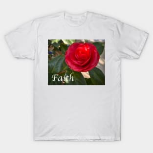Faith - Red Camellia Bloom T-Shirt